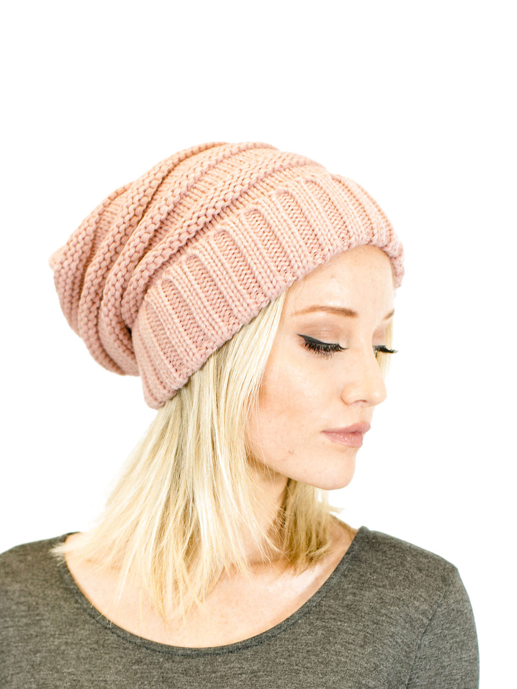 Unisex Solid Oversized Slouchy Knit Beanie