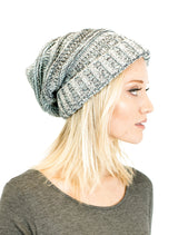 Unisex Two Toned Mix Knit Oversized Slouchy Beanie Hats- Niobe Clothing