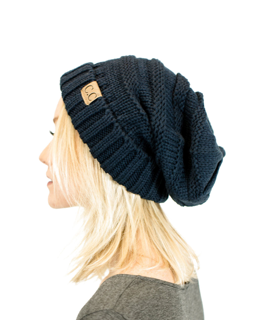 Unisex Solid Oversized Slouchy Knit Beanie