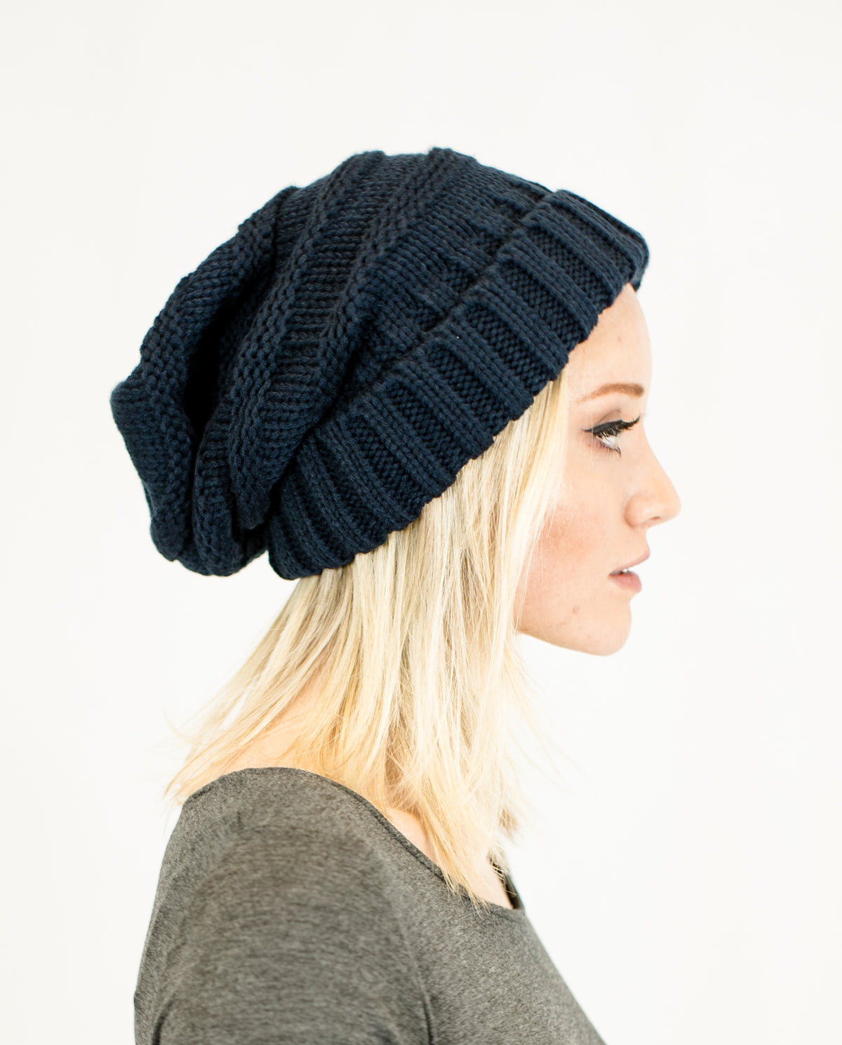 Unisex Solid Oversized Slouchy Knit Beanie