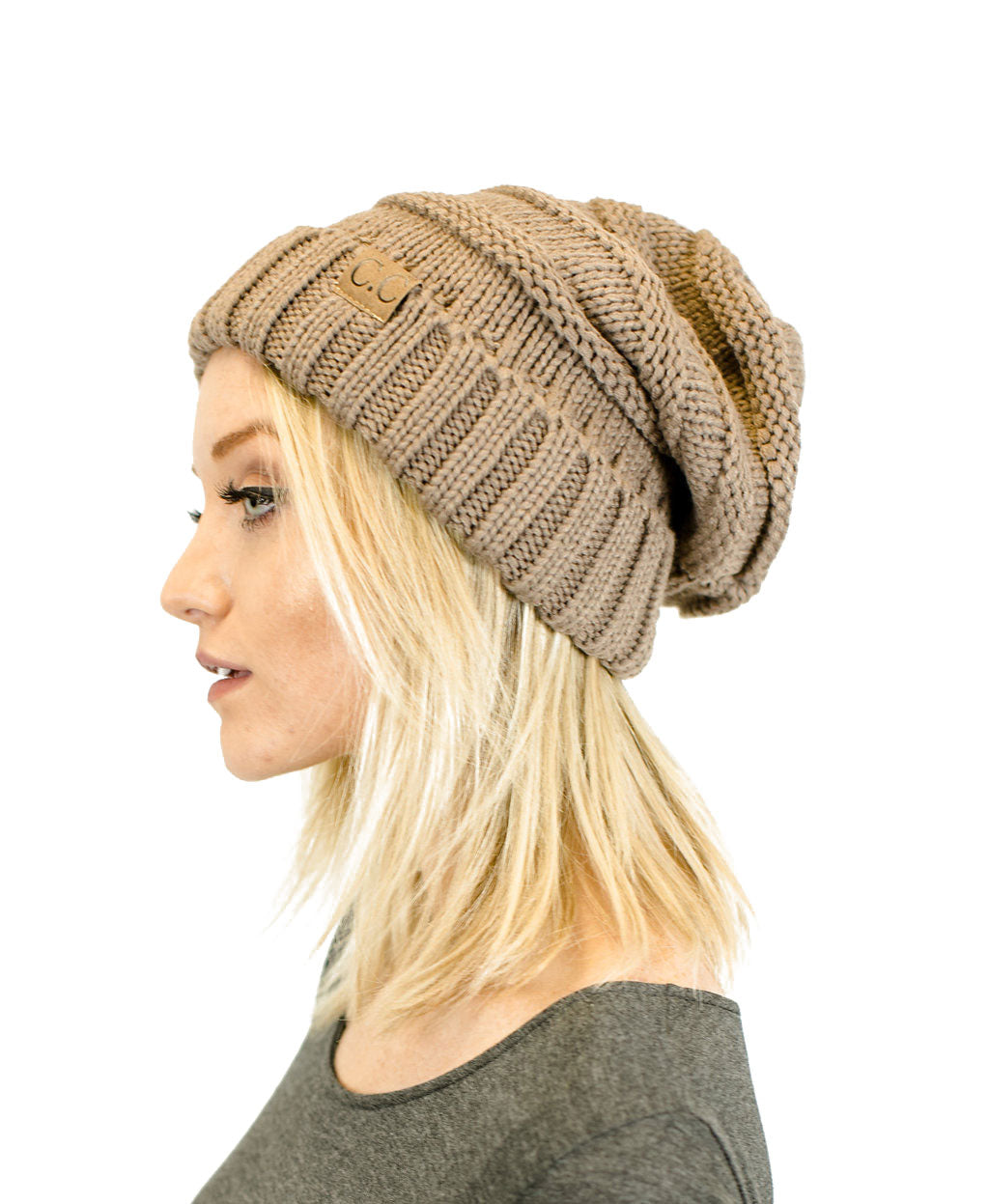 Unisex Solid Oversized Slouchy Knit Beanie