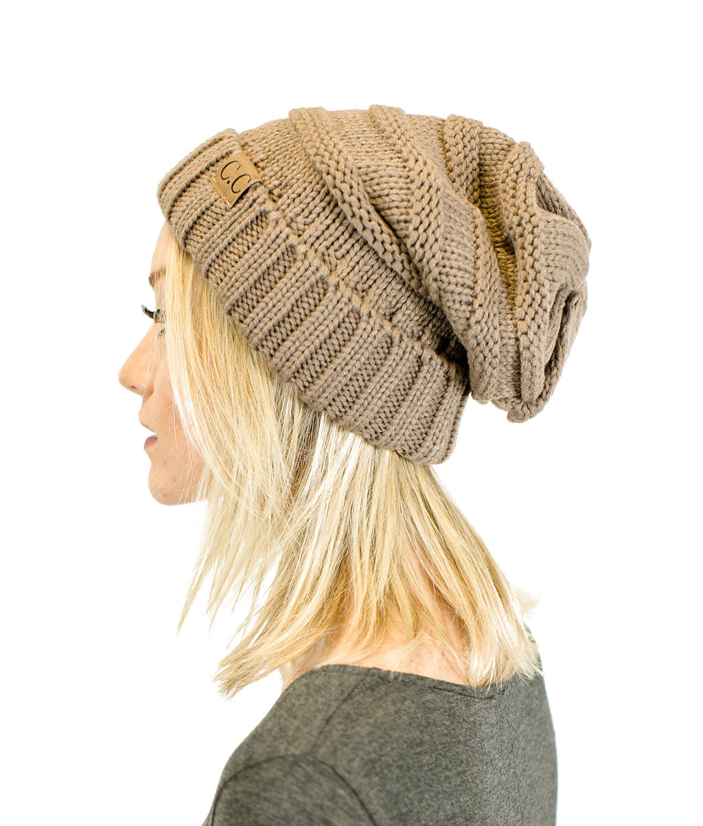 Unisex Solid Oversized Slouchy Knit Beanie