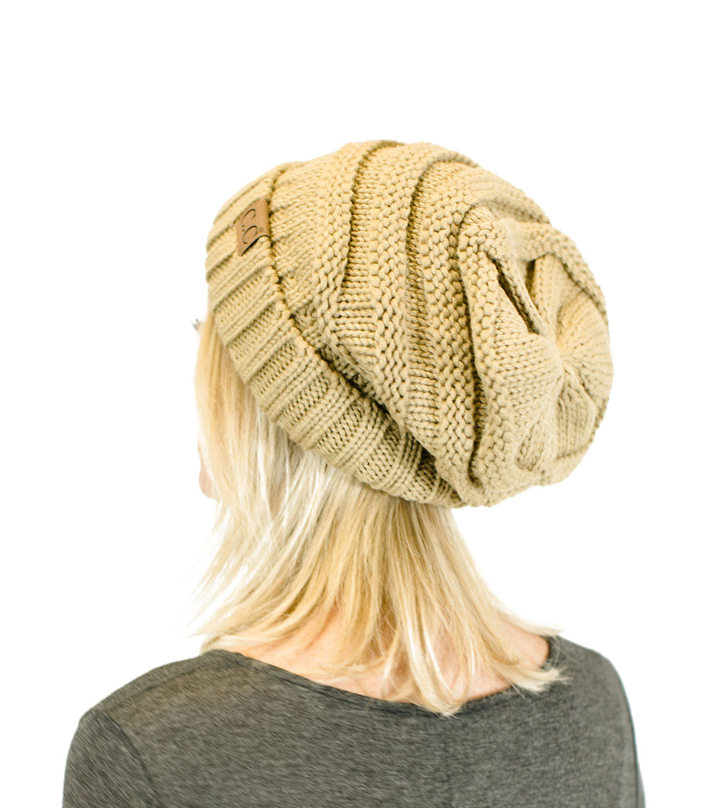 Unisex Solid Oversized Slouchy Knit Beanie