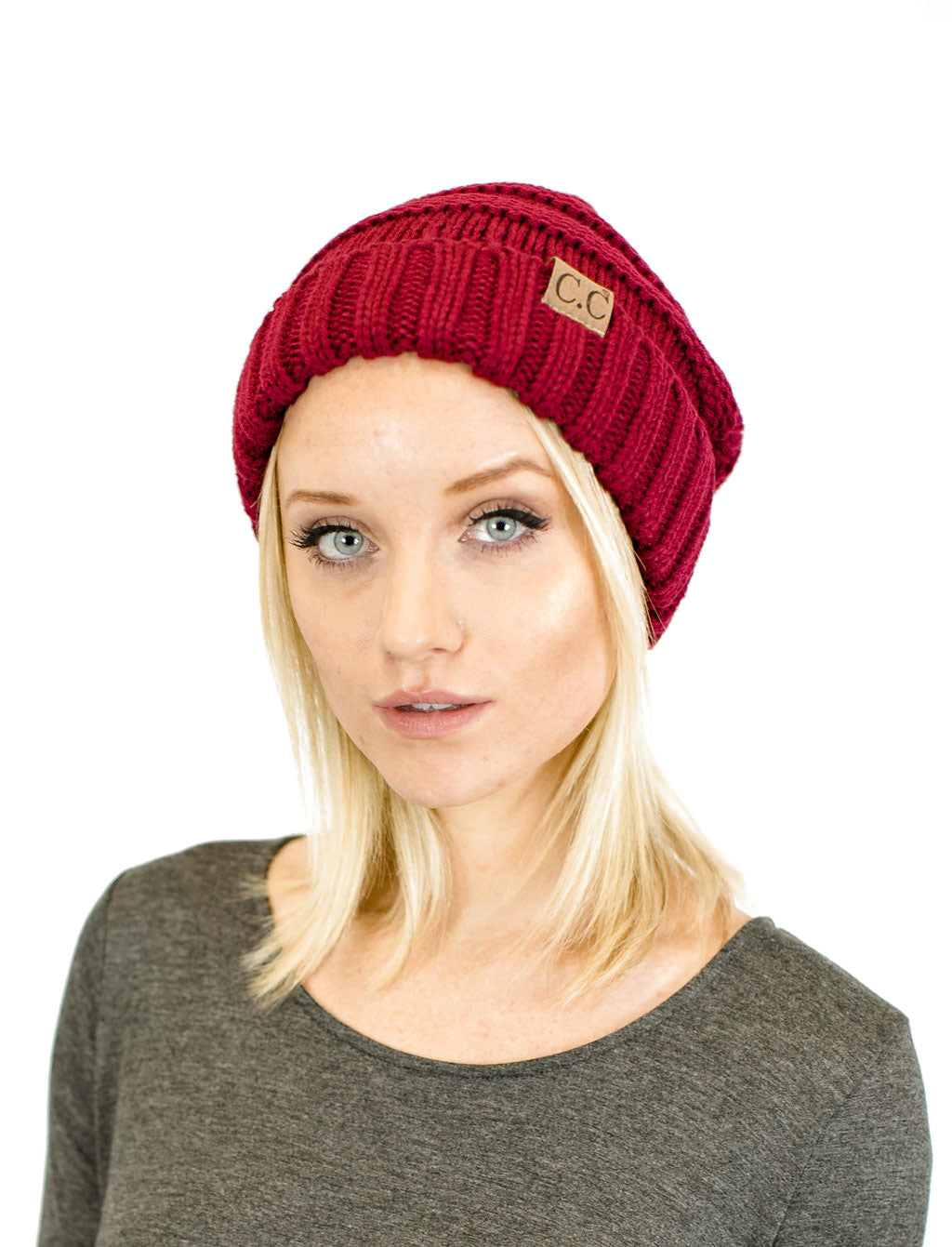 Unisex Solid Oversized Slouchy Knit Beanie