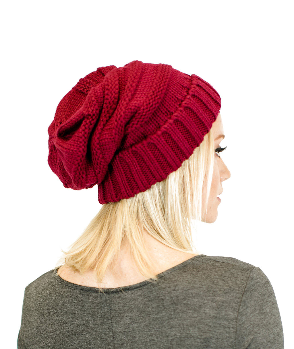 Unisex Solid Oversized Slouchy Knit Beanie