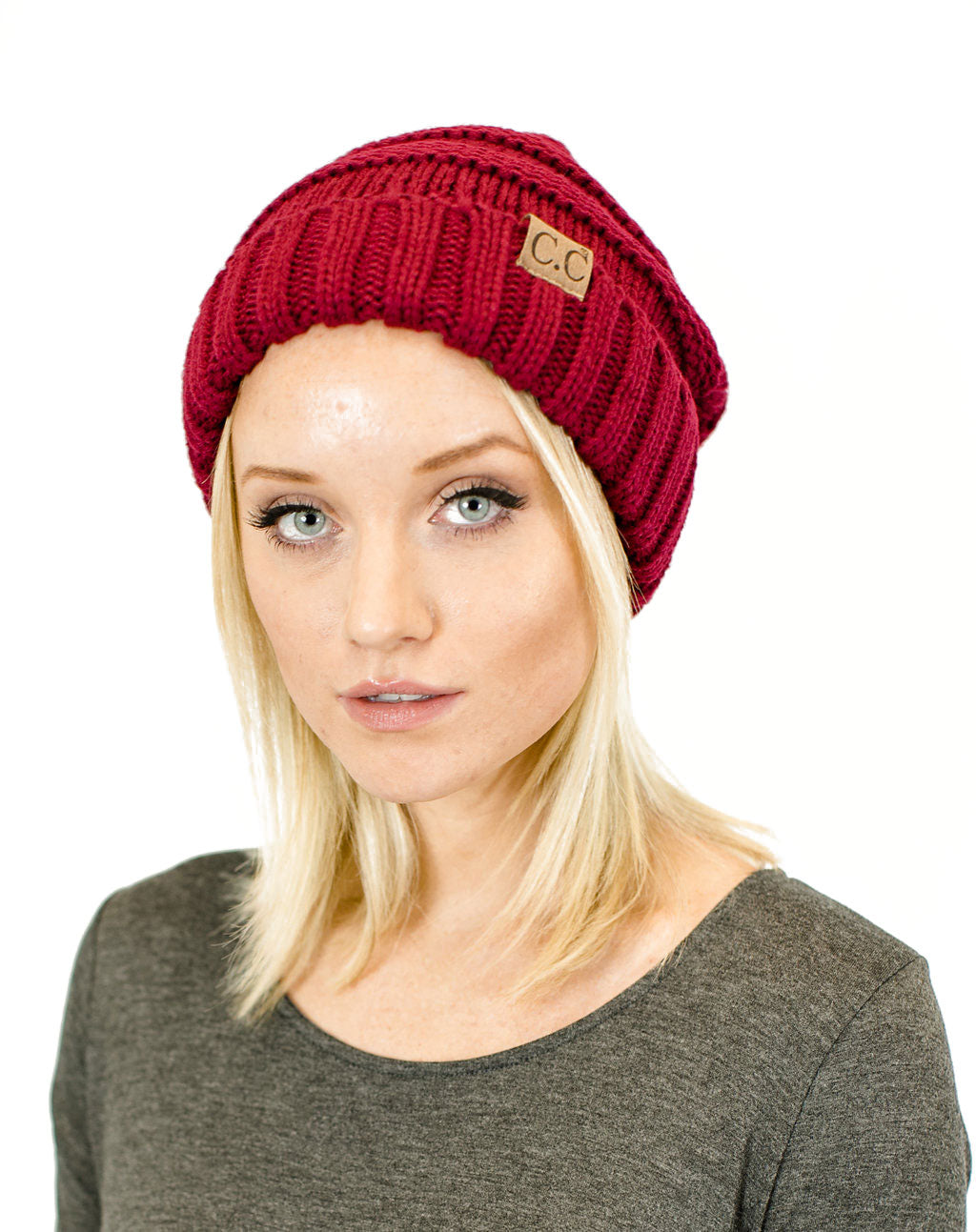 Unisex Solid Oversized Slouchy Knit Beanie