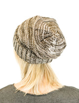 Unisex Two Toned Mix Knit Oversized Slouchy Beanie Hats- Niobe Clothing