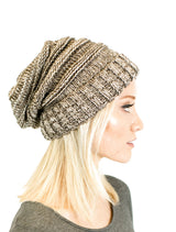 Unisex Two Toned Mix Knit Oversized Slouchy Beanie Hats- Niobe Clothing