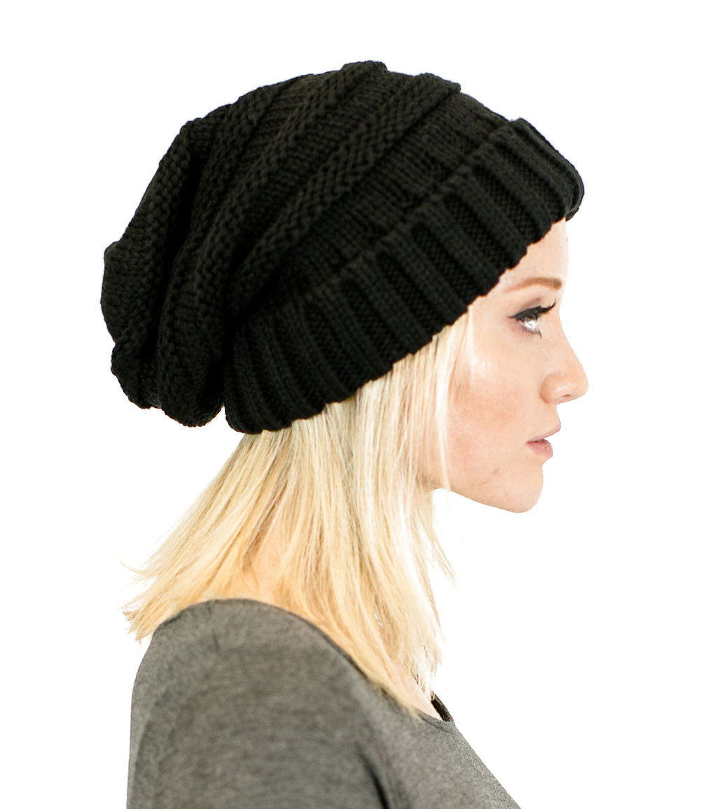Unisex Solid Oversized Slouchy Knit Beanie