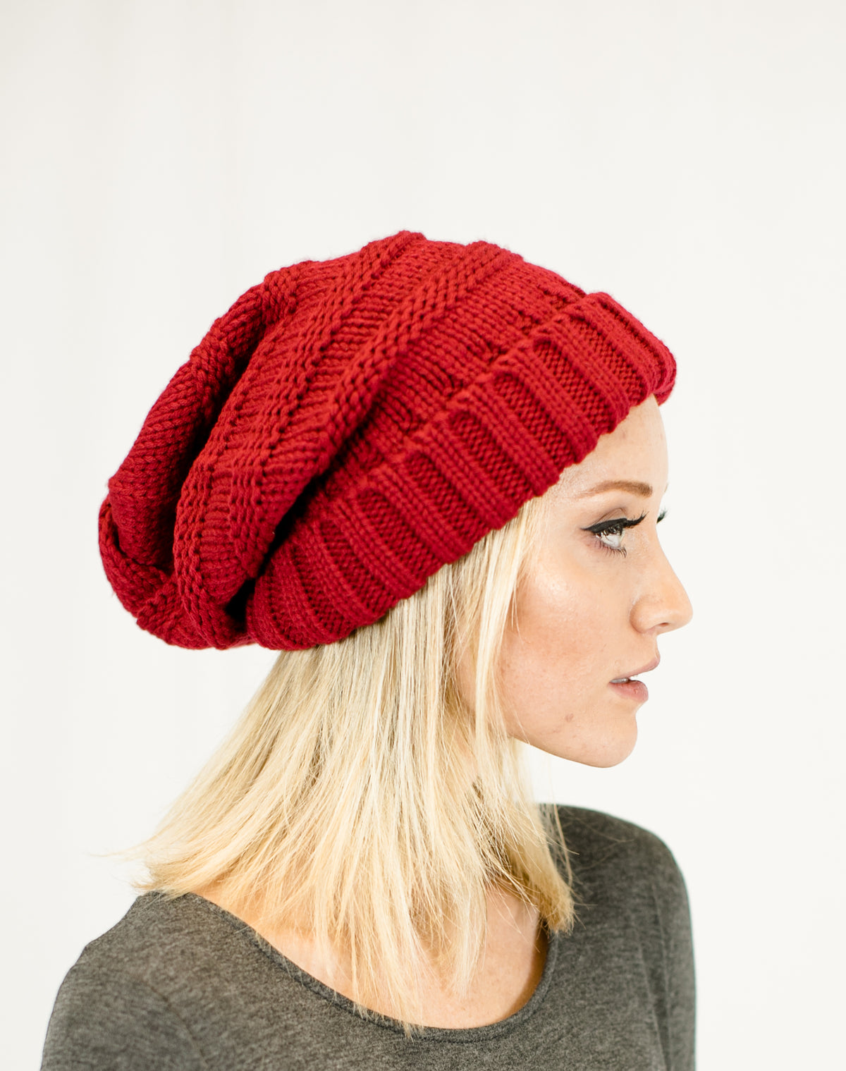 Unisex Solid Oversized Slouchy Knit Beanie