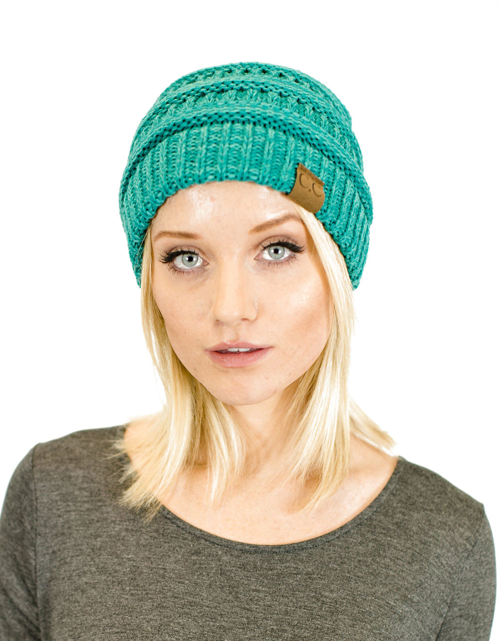 C.C. Two-Toned Unisex Soft Stretch Knit Slouchy Skull Beanie - Beanies Hats