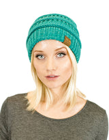 Two-Toned Unisex Soft Stretch Knit Slouchy Skull Beanie Hats- Niobe Clothing