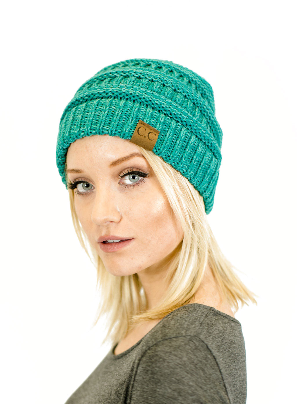 C.C. Two-Toned Unisex Soft Stretch Knit Slouchy Skull Beanie - Beanies Hats