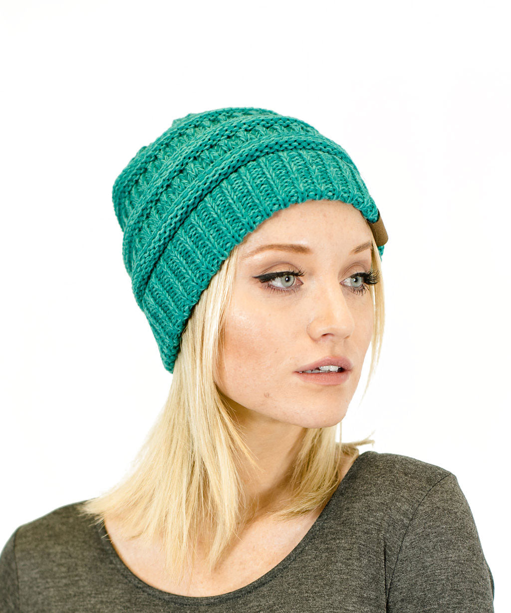 C.C. Two-Toned Unisex Soft Stretch Knit Slouchy Skull Beanie - Beanies Hats