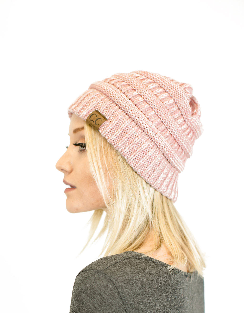 C.C. Two-Toned Unisex Soft Stretch Knit Slouchy Skull Beanie - Beanies Hats