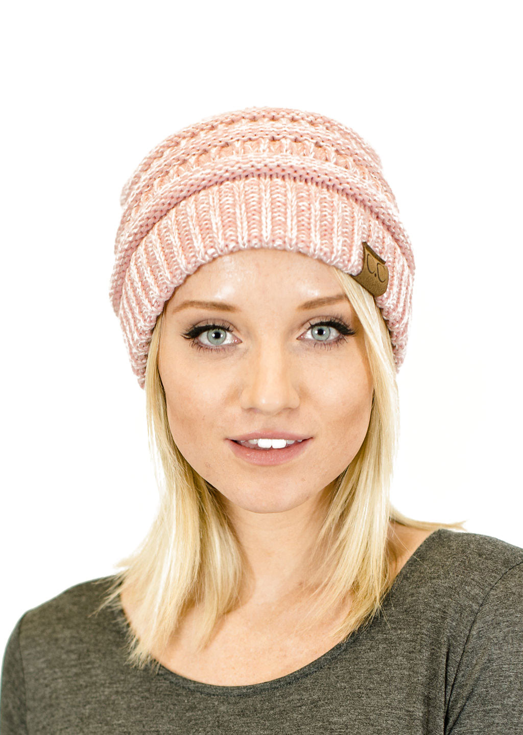 C.C. Two-Toned Unisex Soft Stretch Knit Slouchy Skull Beanie - Beanies Hats