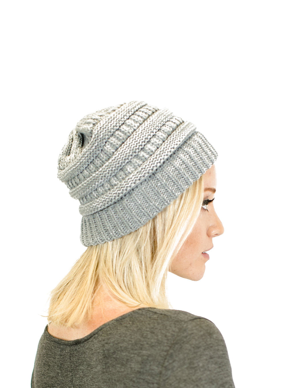 C.C. Two-Toned Unisex Soft Stretch Knit Slouchy Skull Beanie - Beanies Hats