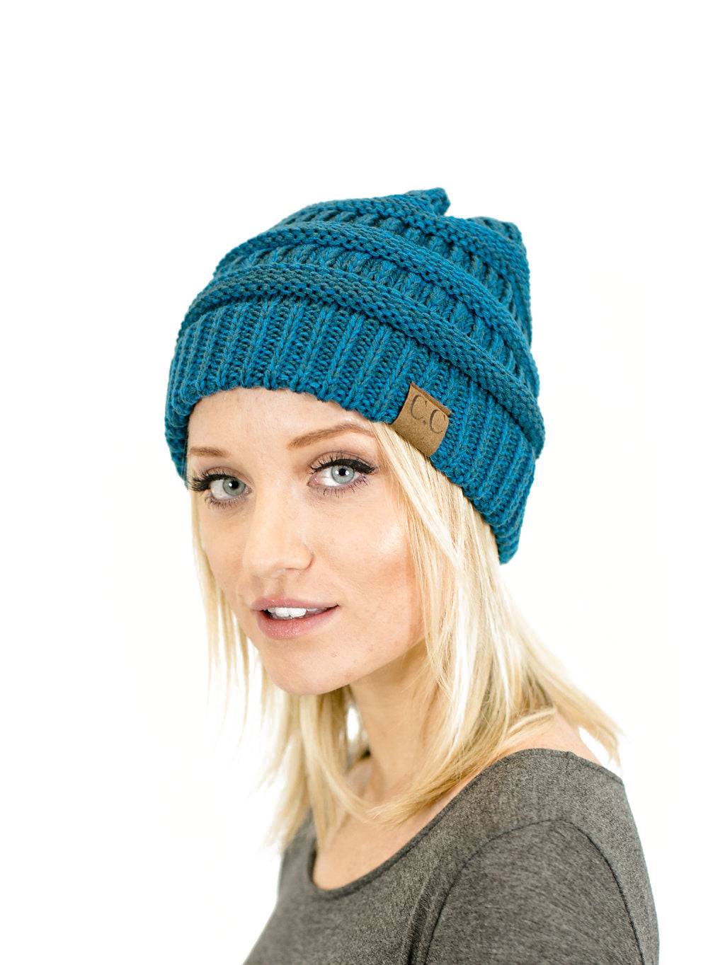 C.C. Two-Toned Unisex Soft Stretch Knit Slouchy Skull Beanie - Beanies Hats