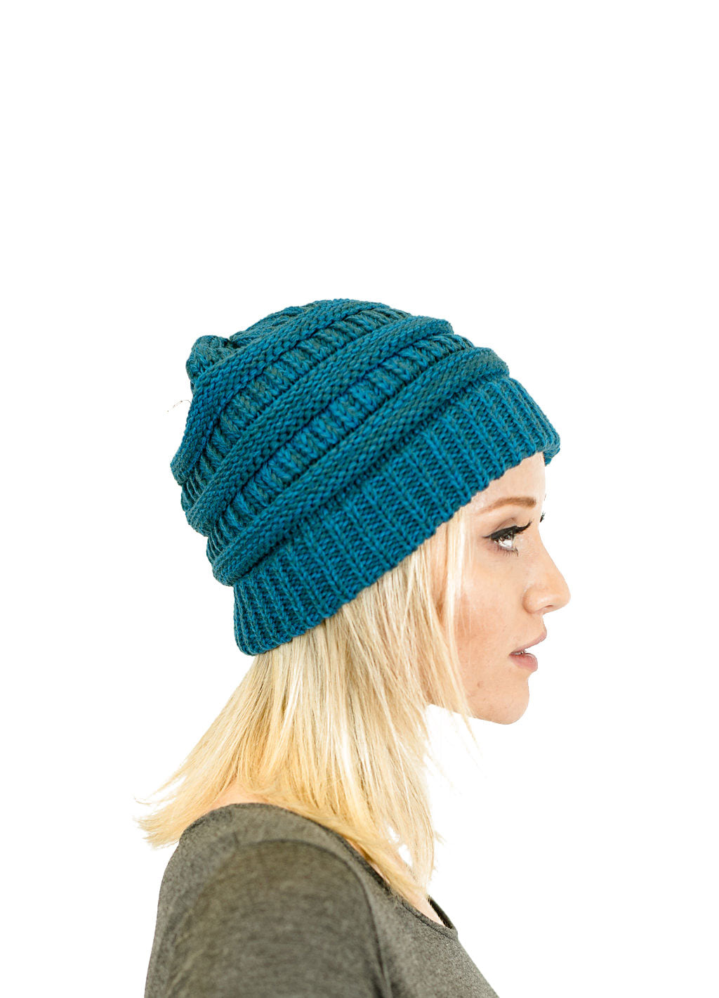 C.C. Two-Toned Unisex Soft Stretch Knit Slouchy Skull Beanie - Beanies Hats