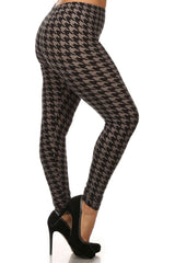 Black Grey Geo Houndstooth Leggings leggings- Niobe Clothing