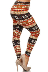 Niobe Clothing Moose and Mistletoe Design Plus Size Leggings - leggings