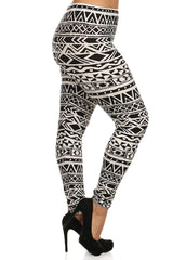 Niobe Clothing Tribal Aztec Design Plus Size Leggings - leggings