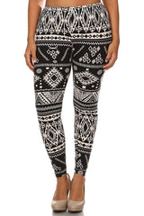 Niobe Clothing White Diamonds Design Plus Size Leggings - leggings