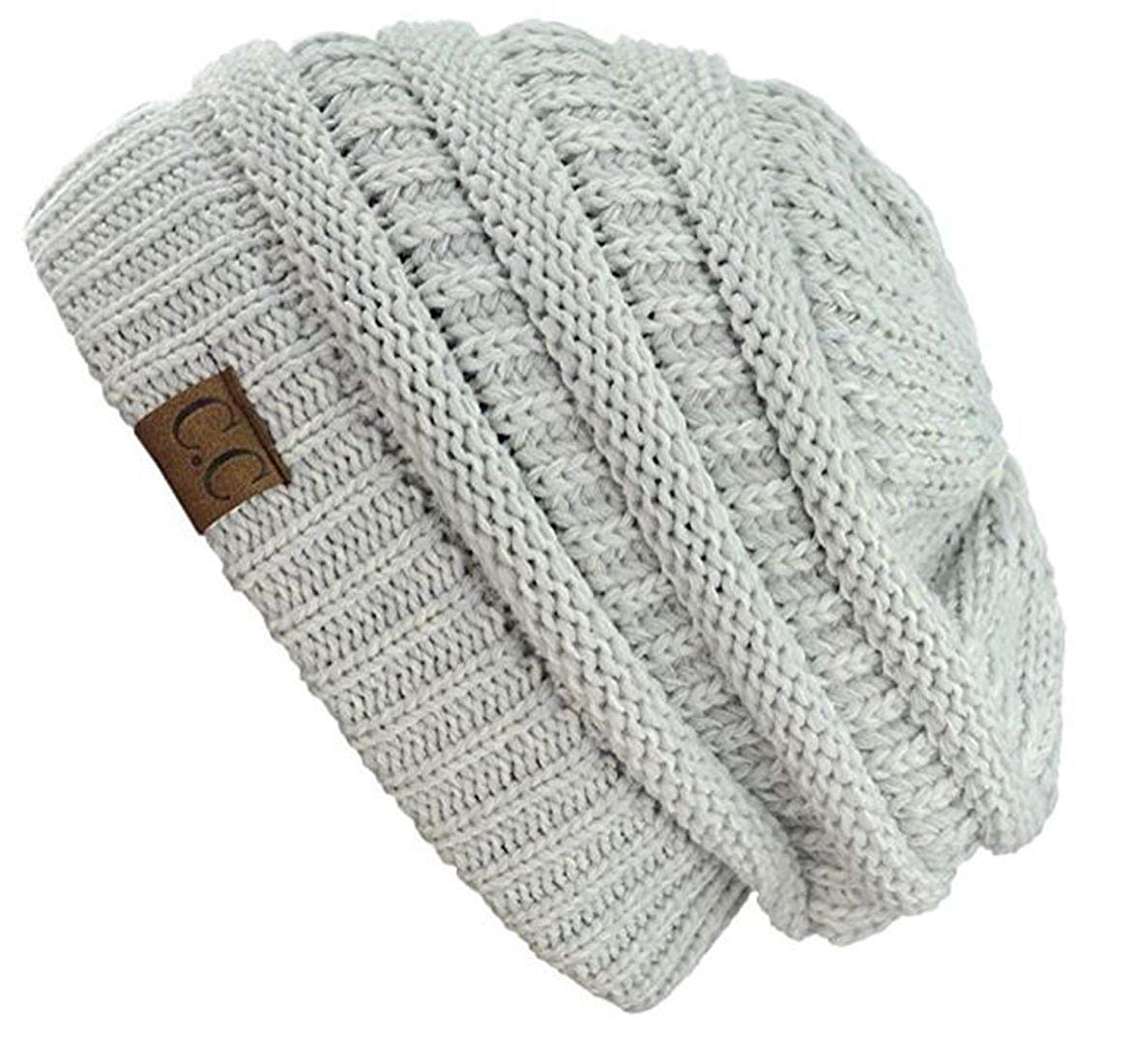 C.C. Two-Toned Unisex Soft Stretch Knit Slouchy Skull Beanie - Beanies Hats