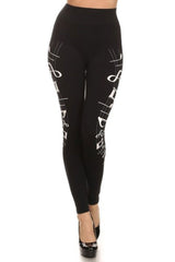 Niobe Clothing Musical Notes Graphic Print Lined Leggings - leggings