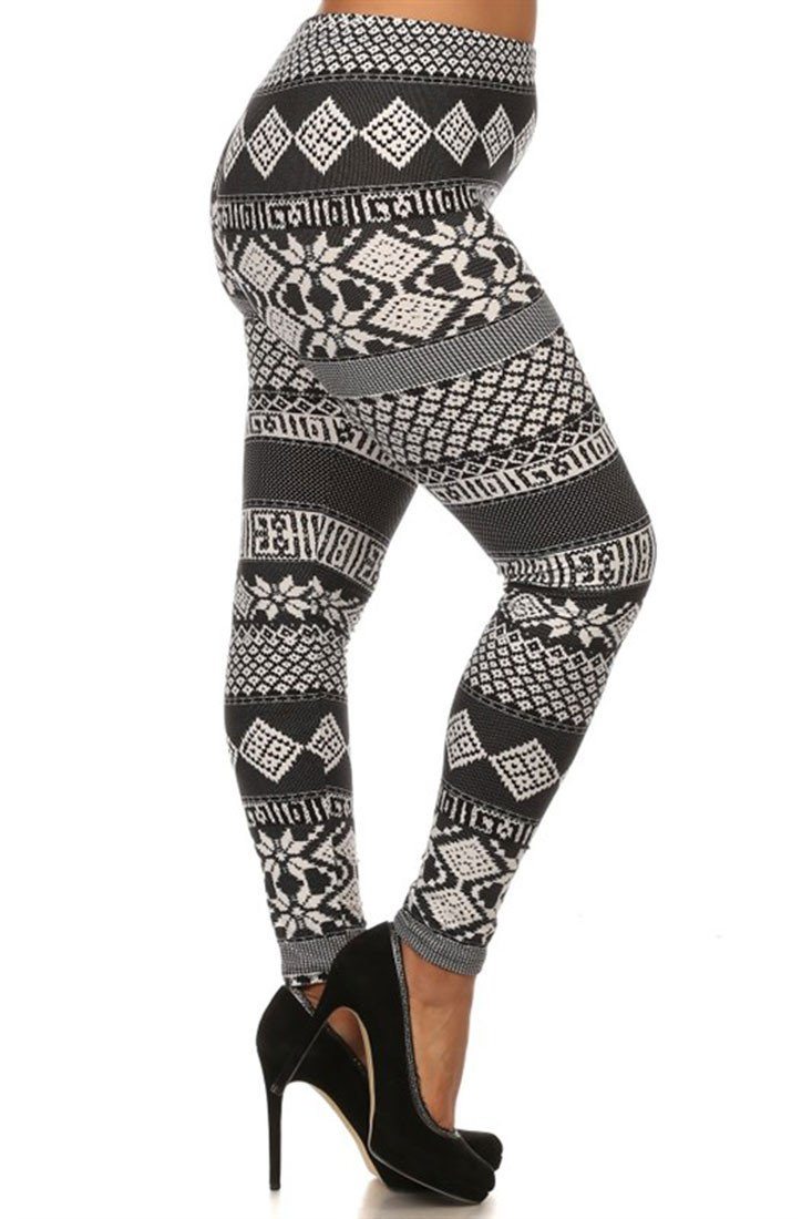 Niobe Clothing Black White Mistletoe Design Plus Size Leggings - ps_printleggings