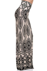Niobe Clothing High Waist Foldover Boho Palazzo Pants (Black White Geo) - pants