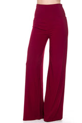 Solid Modal Rayon High Waist Wide Leg Palazzo Pants pants- Niobe Clothing