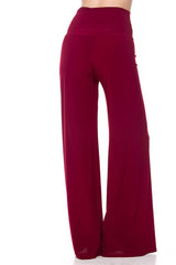 Solid Modal Rayon High Waist Wide Leg Palazzo Pants pants- Niobe Clothing