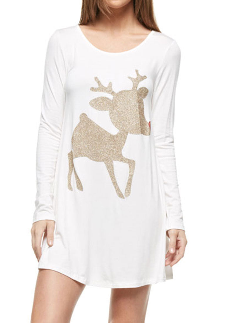 Niobe Clothing Baby Rudolph Glittered Long Sleeve Tunic - Tunics holiday