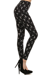 Niobe Clothing Black Cross Graphic Print Lined Leggings - leggings