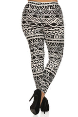 Niobe Clothing Tribal Aztec Design Plus Size Leggings - leggings