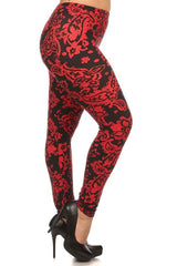 Niobe Clothing Red Baroque Me Design Plus Size Leggings - leggings