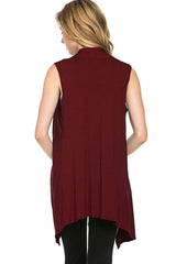 Sleeveless Asymmetric Hem Cardigan