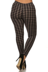 Black Grey Geo Houndstooth Leggings leggings- Niobe Clothing