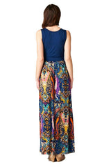 Sleeveless Paisley Bohemian Floral Print Long Maxi Dress dress- Niobe Clothing