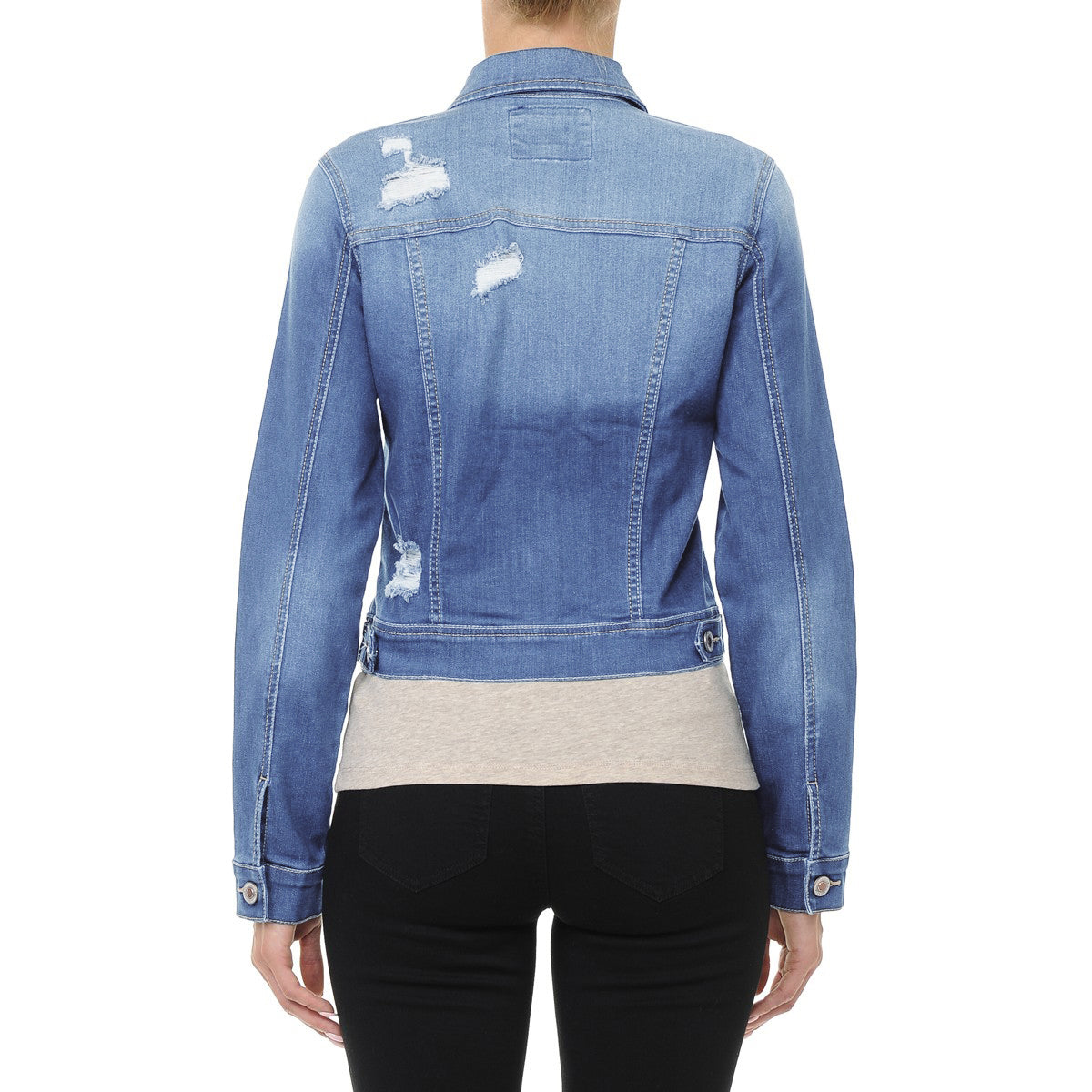 Wax Classic Crop Vintage Distressed Denim Jacket - Sport Jackets f_outerwear