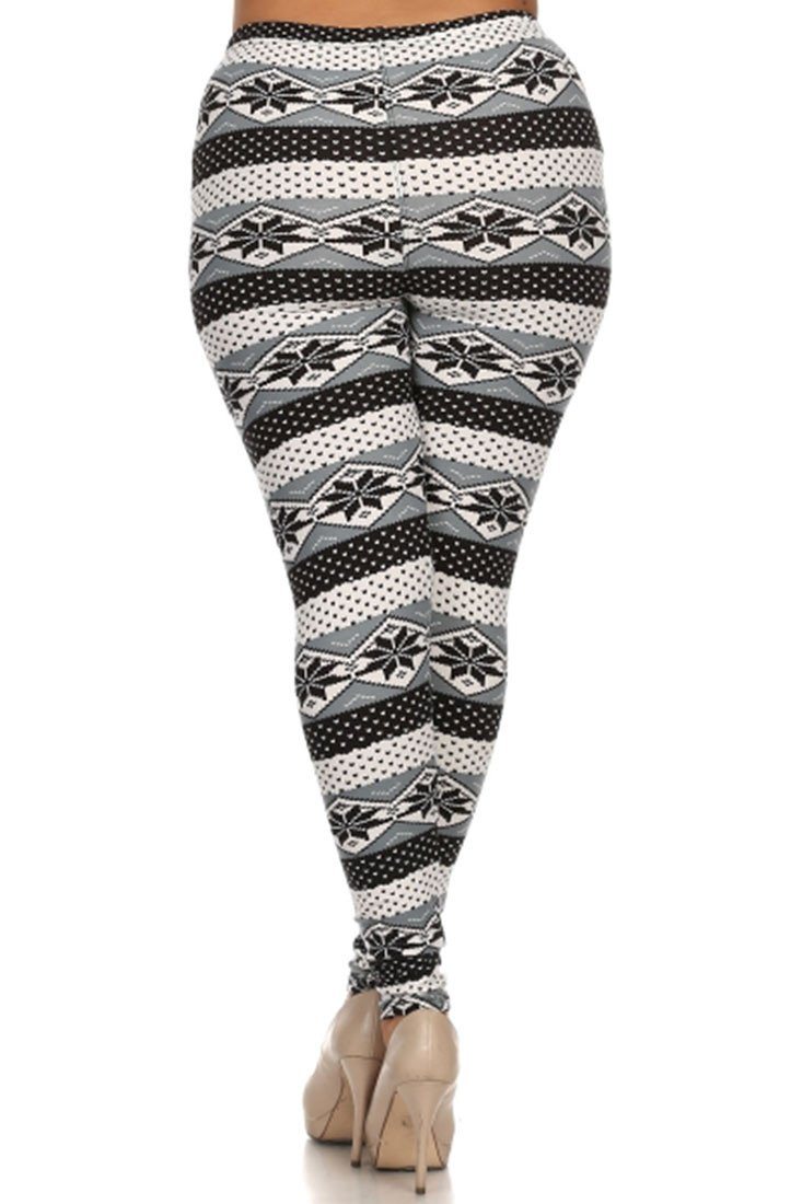 Niobe Clothing Snow Snowflake Design Plus Size Leggings - ps_printleggings