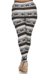 Snow Snowflake Design Plus Size Leggings leggings- Niobe Clothing
