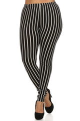 Pinstripe Design Leggings Plus Size leggings- Niobe Clothing