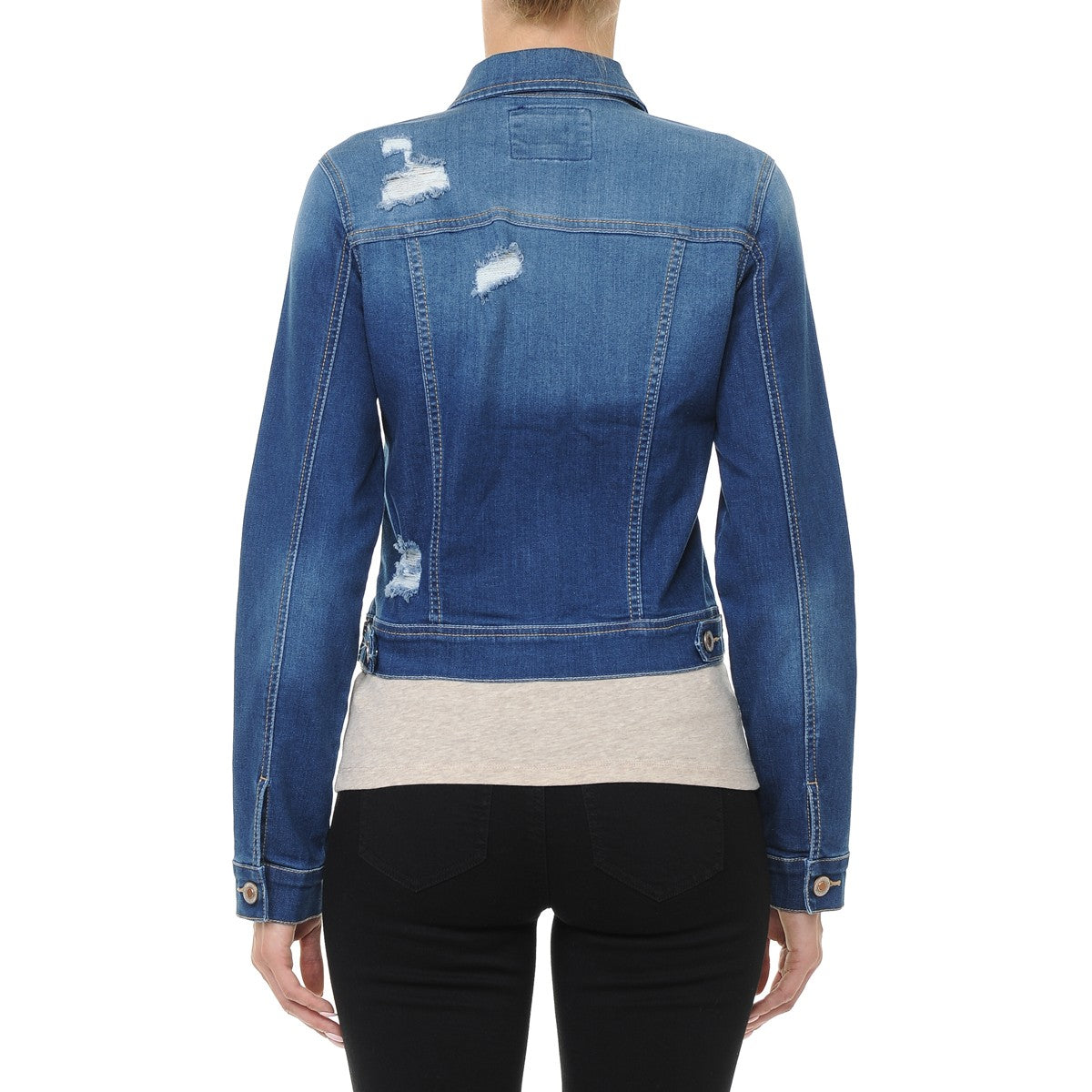 Wax Classic Crop Vintage Distressed Denim Jacket - Sport Jackets f_outerwear