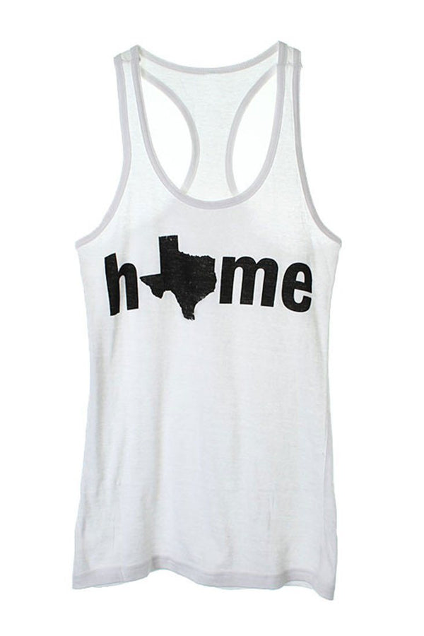 Texas is Home Tank (White) Tops- Niobe Clothing