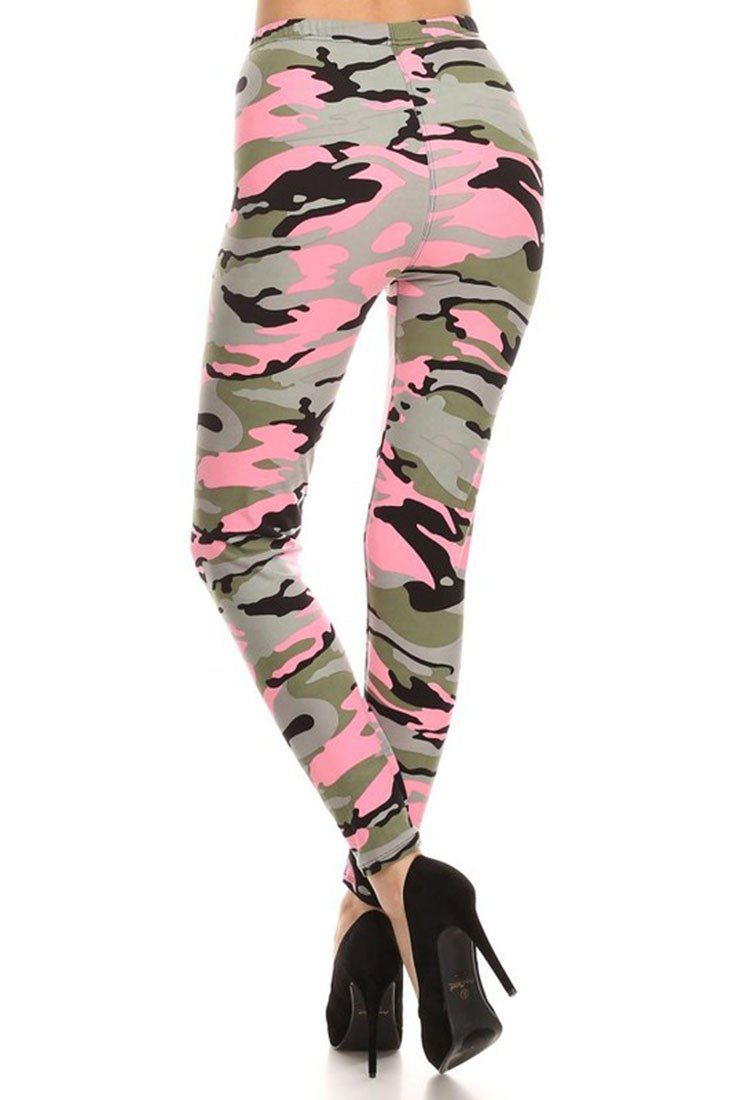 Niobe Clothing Light Pink Army Graphic Print Lined Leggings - Leggings p_leggings