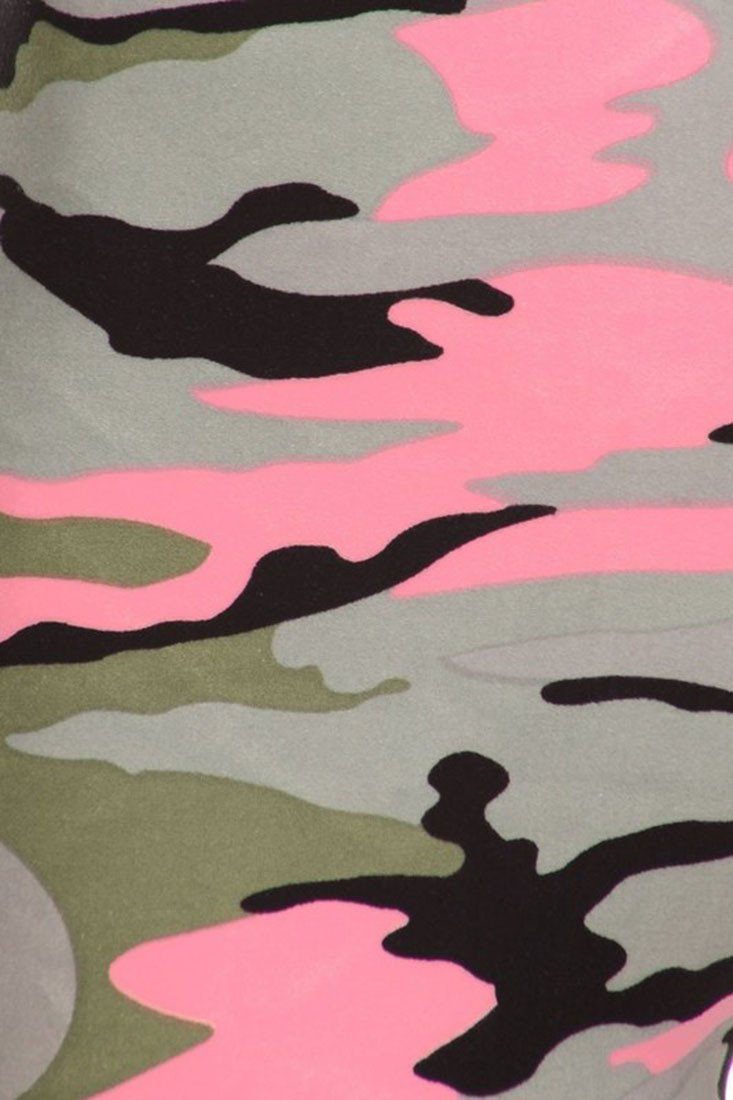 Niobe Clothing Light Pink Army Graphic Print Lined Leggings - Leggings p_leggings