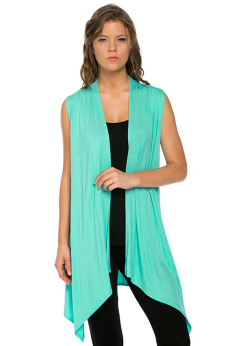 Niobe Clothing Sleeveless Asymmetric Hem Cardigan - f_outerwear