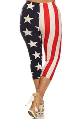 Niobe Clothing Patriotic Design Plus Size Capri Leggings - leggings